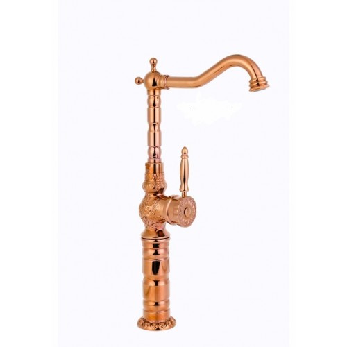 Rose Gold Desenli Rustik Çanak Lavabo Bataryası