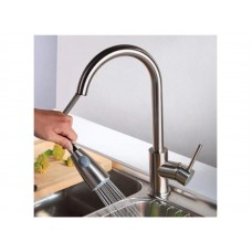 Inox Mat Gümüş Oynar Başlıklı Fonksiyonlu Spiralli Eviye Mutfak Lavabo Batarya Pirinç
