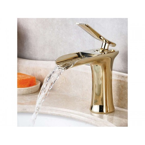 Banyo Lavabo Batarya Şelale Model Gold